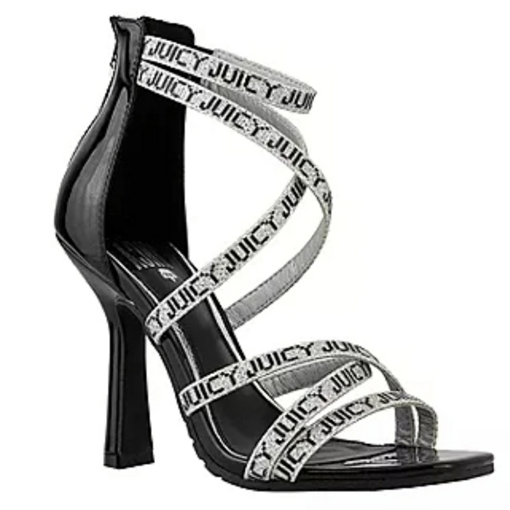 JUICY COUTURE Gabrielle Strappy Black, Silver and White Heels